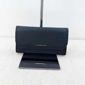 NWT Burberry Large Black Leather Wallet with Check Interior